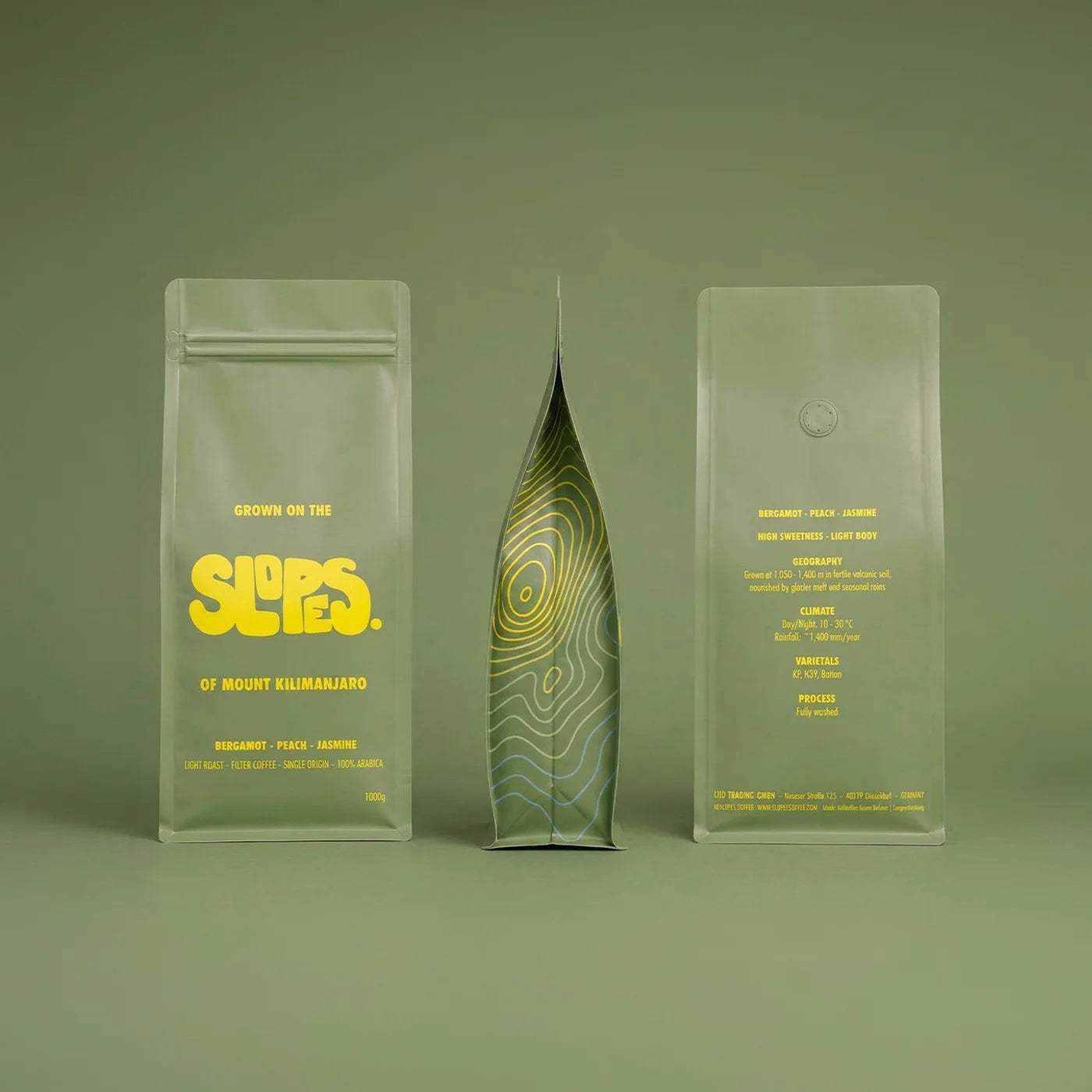 slopes coffee filter roast package front side and backview